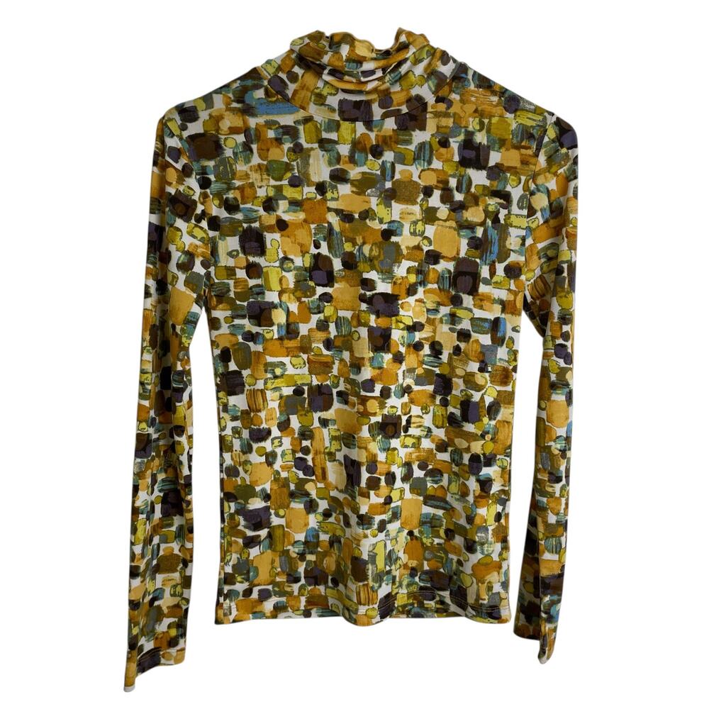 Andersson Bell Womens Erina Fitted Long Sleeve Turtleneck Shirt Top Small Yellow